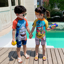 Childrens swimsuit Boys and girls one-piece childrens quick-drying sunscreen swimwear Boys swimsuit Boys baby swimming trunks tide