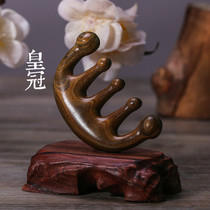 Meridian comb natural green sandalwood comb wide tooth comb head therapy wood comb to prevent large men and women scalp hair loss head massage