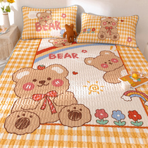 Summer cartoon latex mat three-piece air conditioning soft mat 1 5 meters washable and foldable 1 8m bed ice silk mat