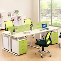 Office table minimalist modern office furniture Green white staff working position Shenzhen staff office table and chairs combination