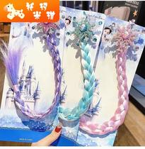 New childrens Frozen Aisha Princess wig braid hairclip little girl wig hair accessory snowflake headgear