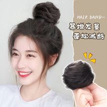 Real hair meatball head wig Female Hanfu ancient style wig circle disc hair artifact Wig bag lazy fluffy natural hair circle