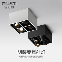 Proti led light mounted spotlight four-head square ceiling downlight box light cob fighting light living room without main light