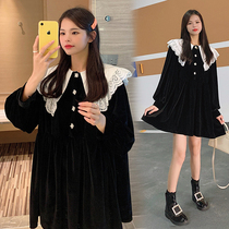 Senior pregnant women autumn Net Red fashion sweet aged pregnant women dress autumn long coat autumn and winter New