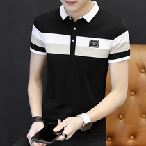 Mens short-sleeved t-shirt 2019 new summer trend pure cotton personality slim fit handsome tide brand Hong Kong wind POLO shirt tide
