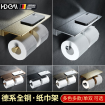 Heiderman Roll Paper Rack Full Copper Cell Phone Toilet Paper Rack Home Wipe Paper Wall-mounted Paper Towel Rack Toilet Paper Towel Box