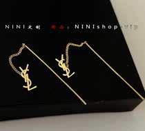 Casual chic style simple daily commute exquisite brass mini letter long tassel ear wire ear ornaments
