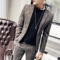Korean slim plaid suit suit suit suit mens youth Rui handsome casual trend small suit jacket male spirit guy