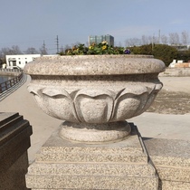 Stone carving flower pot granite yellow rust stone European style courtyard stone flower bed round carving outdoor Golden hemp Stone Flower Bowl Chinese style
