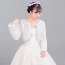 Bride wedding dress woolen shawl long sleeve coat wedding bridesmaid dress shawl fur warm thick white Autumn Winter