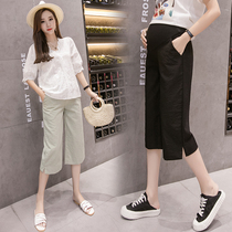 Pregnant women Capri pants pregnant women shorts summer thin wear pants casual wide leg pants linen pantsuits summer clothes