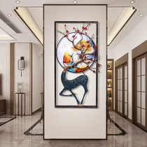 New Chinese style luxury deer decoration modern simple living room door wall porch wall hanging creative hanging iron pendant