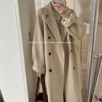 Double-sided cashmere woolen coat women 2021 Winter new Hepburn wind loose medium-length thick woolen coat