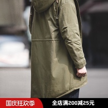 Madden tooling American retro M51 military version of fish tail trench coat long warm coat hooded coat mens cotton suit