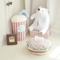 Soft cotton creative burger polar bear white bear tissue towel set home decoration photo props