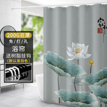 Chinese shower curtain set free hole bathroom bathroom curtain Waterproof cloth thickened mildew partition curtain Bath water curtain