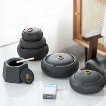 Ceramic Ashtrays Coarse Pottery Creative Personality Fashion Anti Fly Ash Size Number Living Room Office Home Trend with lid