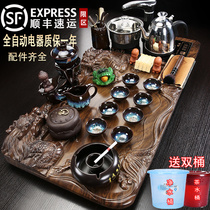 Kung Fu tea set Ceramic teacup Automatic integrated tea making small tea table solid wood tea tray household simple living room
