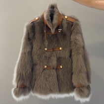 Jiang Xiaoguo Fox fur fur coat womens long 2021 autumn and winter New Haining Korean version of real wool sheep leather
