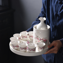 Ceramic wine wine Ware wine dispenser wine jug wine jug one or two cups of hot wine pot peach blossom blue and white set