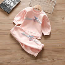 Female baby spring clothing suit 2022 new childrens spring and autumn clothing and clothing two sets of girl foreign air sportswear clothing
