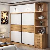 All solid wood wardrobe Nordic sliding door simple modern home bedroom multi-layer ecological board assembly sliding door cabinet