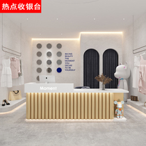 Simple modern clothing store stainless steel bar cashier cashier beauty salon barber shop light luxury arc front desk