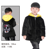 Male baby autumn and winter thick coat Crystal velvet painting kindergarten eating long sleeve small middle child down jacket gown