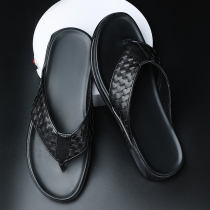 Tide card 2022 summer new genuine leather beach herringbone herringbone slippers casual non-slip mens outside wearing woven lined with tugs