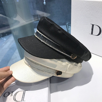 Tide brand celebrity wind beret female 2021 New Net red Korean version of navy hat flat top British fashion octagonal hat