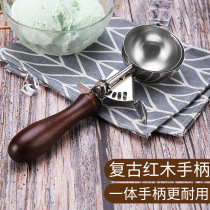 Ice cream scoop ice cream ball picker stainless steel fruit dug ball spoon mahogany handle spoon