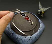 German 835 silver red black agate bracelet inner diameter 66-58mm shorter and convenient j