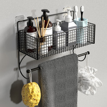 Toilet towel rack-free bathroom hanging towel bar single pole shelf artifact wall-mounted bath towel toilet rack