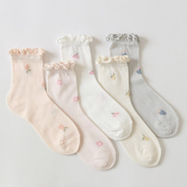 Moon socks Summer thin wide mouth socks Summer sweat-absorbing breathable pregnant cotton socks loose mouth maternity special postpartum socks