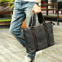 Hong Kong I Tgreg canvas briefcase men Business Hand bag fashion work computer bag large capacity shoulder bag