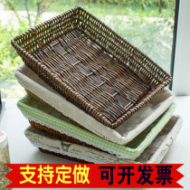 Rattan storage basket fabric fruit basket table top toy bamboo frame ins living room snacks debris weaving storage basket