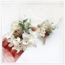 Mori bride and groom Everlasting Flower dried flower wrist flower corsage bridesmaid hipster white hand flower Flower Flower Flower Wedding