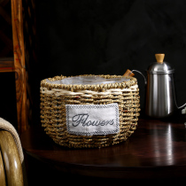 Flower basket flower pot Mori vintage flower Udo space straw woven rattan portable storage basket American pastoral style