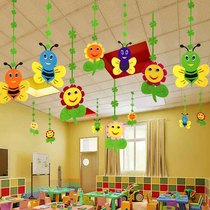 Kindergarten decoration Classroom corridor environment decoration pendant Home shopping mall shop Hanging flowers and bees in the air