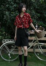 Port wind retro suit shorts womens summer new loose and versatile high waist wide leg five-point pants straight casual pants