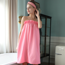 Beauty salon bath skirt thin chest can wear can be wrapped bath towel womens nightgown washing Cotton guest clothing anti-Light Bathrobe powder