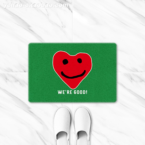 Day tide HUMAN MADE love smiley face door mat room bathroom home non-slip water-absorbing carpet door mat
