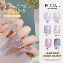 2021 New Popular Nail Aurora Fritillaria 6-color Fine Flash Pearlescent Japanese Thread Glue Nail Polish Small Set