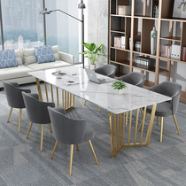 Nordic marble office table and chair combination iron Long Bar conference table long table Workbench Light luxury meeting table