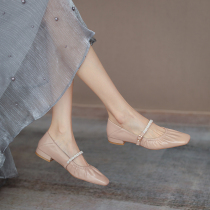 Deer & Nara Sweet Cool Commuter Wind ~ Genuine Leather Temperament Pearl Two Wear Flat Bottom Mari Precious Grandma Single Shoe Woman