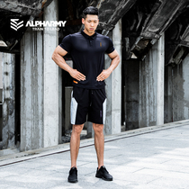 Alpharmy Sports Quick Dry Polo Shirt Mens Strong Fitness Loose T-shirt Outdoor Leisure Breathable Coach Top