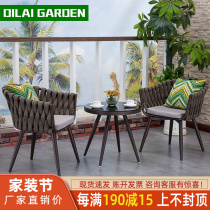 Light extravagant outdoor net red balcony Leisure small table and chairs Rattan Chair Tea Table Three Sets Small Table Terrace Table And Chairs Combination