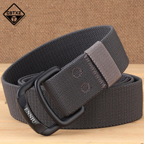 New outdoor summer double-ring buckle stretch nylon elastic belt men's tide casual belt canvas woven pants belt women