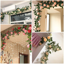 Simulation peony rose vine Fake flower rattan living room air conditioning pipe interior decoration occlusion plastic vine plant