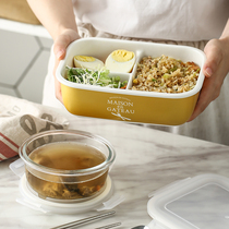 Japanese ceramic three-box lunch box set sealed fresh-keeping box office worker microwave oven heated lunch box with Rice Bowl